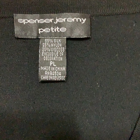 SILK Spenser Jeremy Petite Gem Bead Embellished Black LS V Neck Dress Shirt Top - Picture 5 of 5